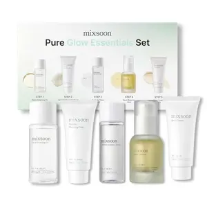 mixsoon Pure Glow Essentials Set - 5-Step Skincare Kit - Travel kit, Travel size kit, Hydrating Skincare Gift Set (15ml*1+20ml*3+30ml*1) Korean Glass Skin Care