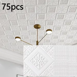 75pcs Self-Adhesive Wallpaper, Waterproof Foam Brick Wallpaper, Ceiling & Wall Decor, Bedroom Living Room Renovation, Strong Adhesive