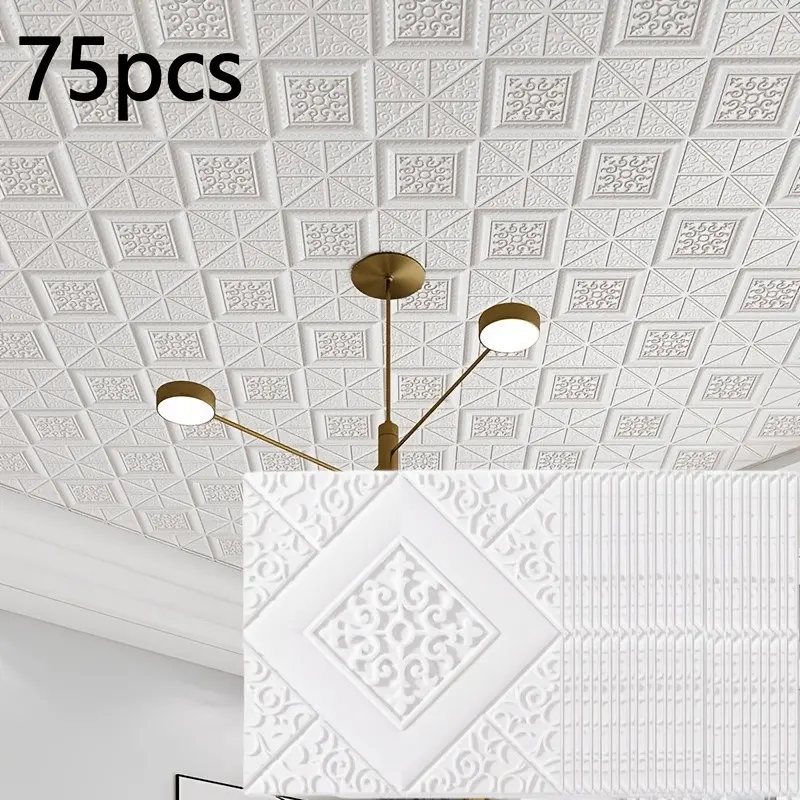 75pcs Self-Adhesive Wallpaper, Waterproof Foam Brick Wallpaper, Decorative Wallpaper, Ceiling & Wall Decor, Bedroom Living Room Renovation, Strong Adhesive