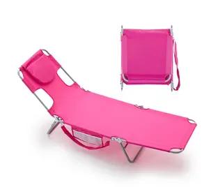 Folding Adjustable Chaise Lounge Chair, Portable Beach Lounge Chair with Backpack Straps & Side Pocket for Outside, Patio, Poolside, Lawn