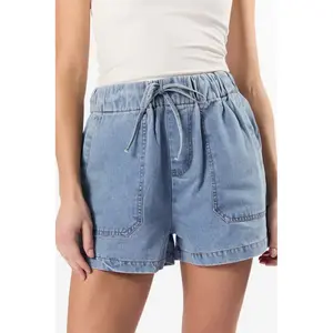 Reach For Me Medium Wash Pull On Chambray Shorts FINAL SALE
