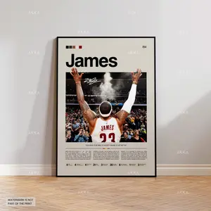 LeBron James Poster, James Cleveland Print, Framed LeBron Art, Cleveland Cavaliers Fan Gift Idea, LeBron Wall Art, NBA Decor, Basketball Art