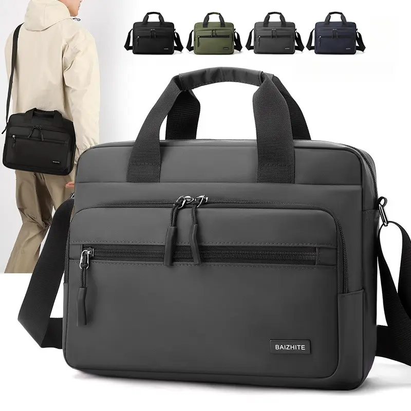 Men's Large Capacity Waterproof Shoulder Bag, Casual Business Briefcase Crossbody Handbag for Work Travel, Versatile Commuter Backpack, Travel Essentials