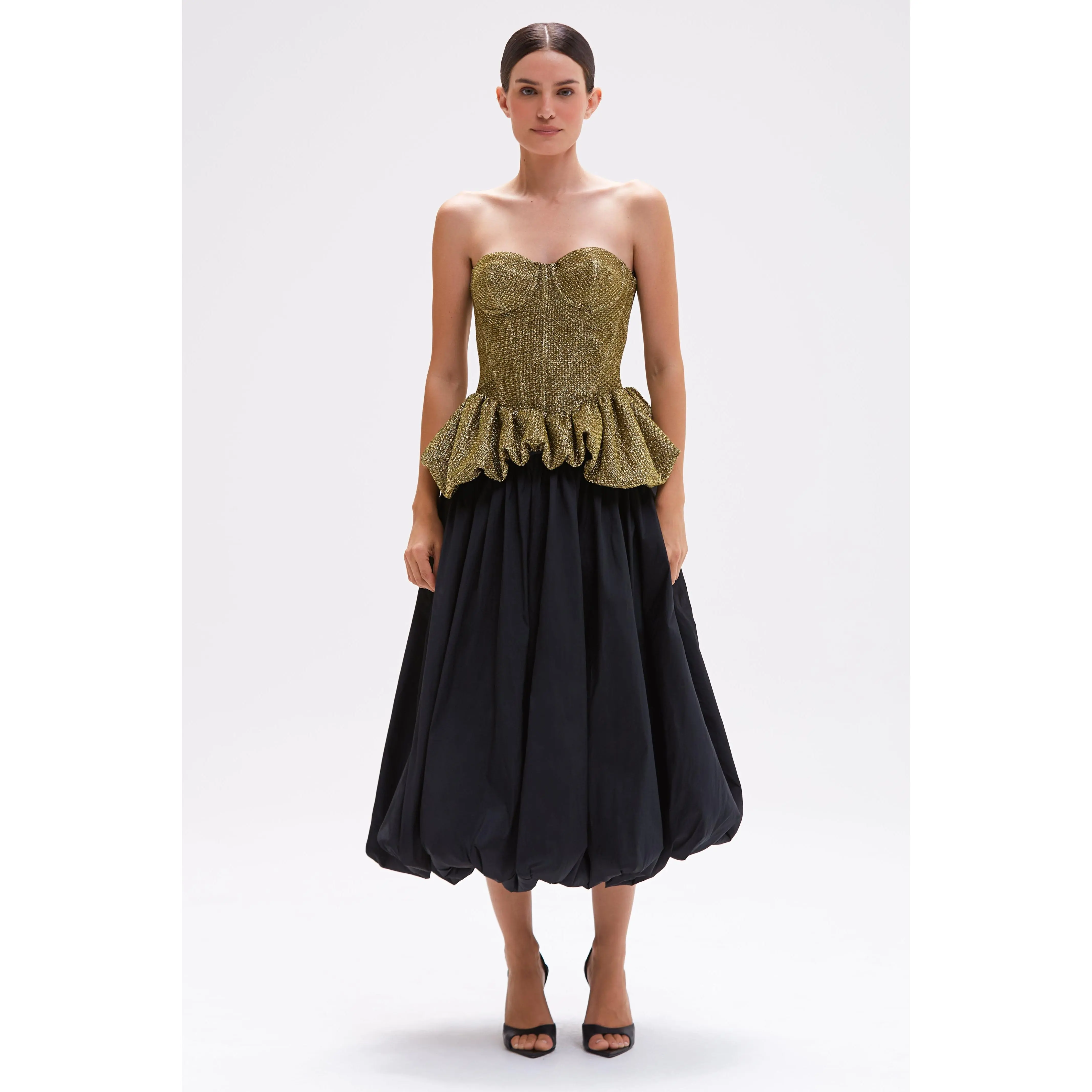 TAFFETA BLOOM BUBBLE MIDI SKIRT