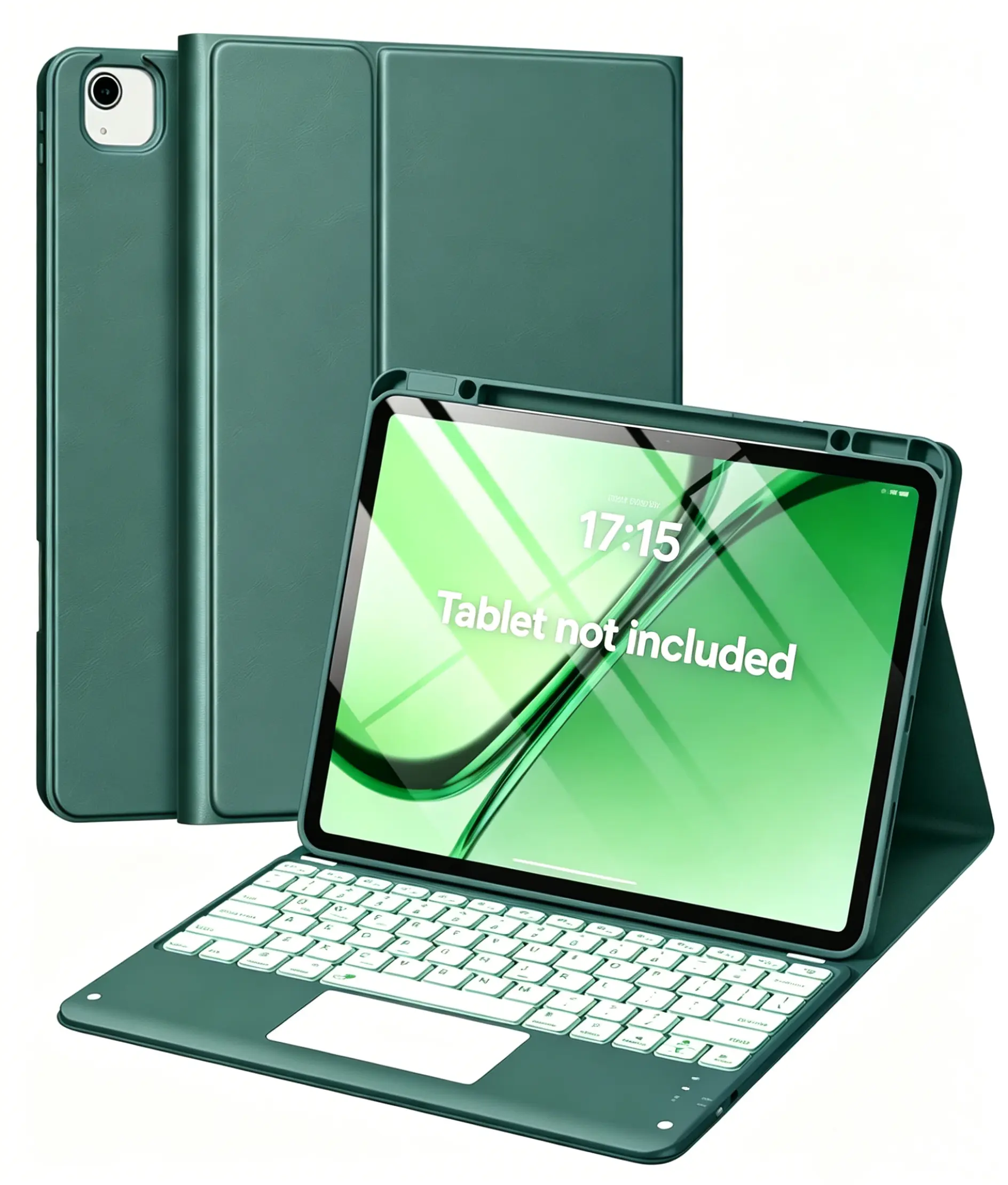 for iPad Air 13 Inch & Pro 12.9 Case with Keyboard - Multi-Touch Trackpad, 7 pc Backlit, Detachable Keyboard Cover for iPad Pro 12.9 (6th, 5th, 4th, 3rd gen), Air 13 M4/M3/M2,Pine Green(Does not include the iPad)