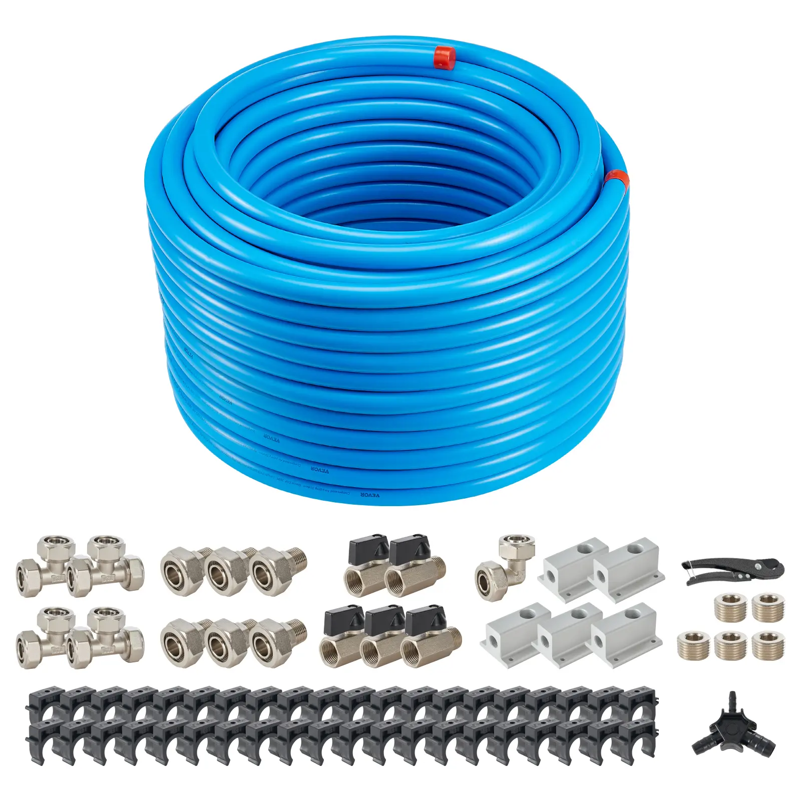 【summerfinds】VEVOR Air Compressor Line Kit, 200FT x 3/4", HDPE-Aluminum Compressed Air Piping System, Leak-Proof & Easy-to-Install, Compressed Air Line Tubing Kit for Garages Workshops, Blue
