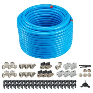 VEVOR Air Compressor Line Kit, 200FT x 3/4", HDPE-Aluminum Compressed Air Piping System, Leak-Proof & Easy-to-Install, Compressed Air Line Tubing Kit for Garages Workshops, Blue