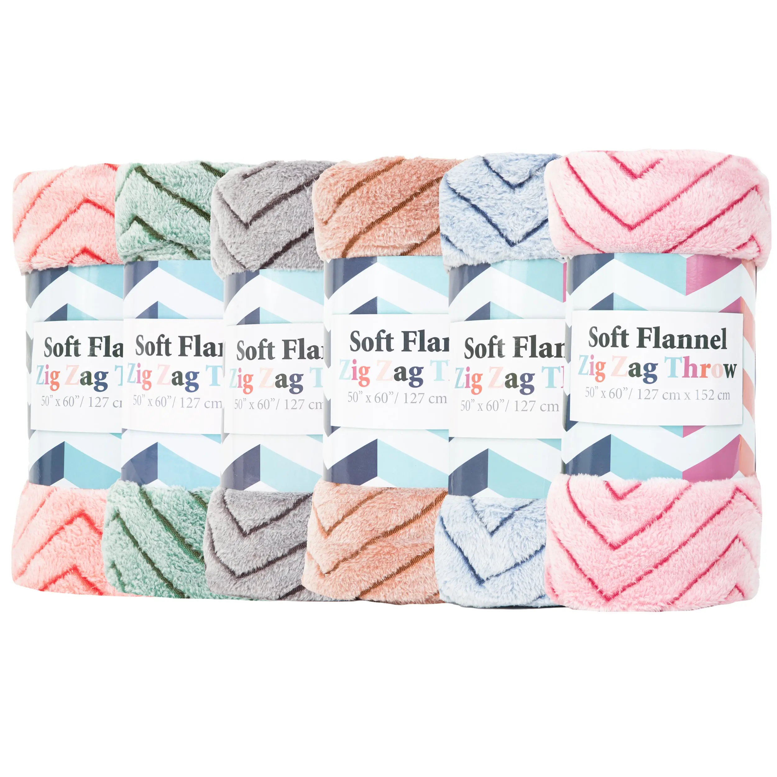 Zig Zag Coral Fleece Throw Blanket, Soft Polyester, 50x60 in., Assorted Solid Colors, Chevron Pattern, Buy a Bulk Case of 12