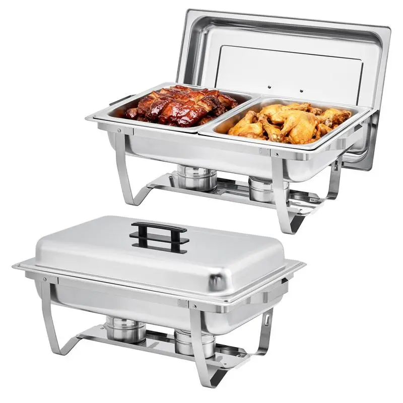 GARVEE Chafing Dish Buffet Set 2 Pack, 8 QT Food Servers and Warmers Stainless Steel Chafer with Water Pan for Weddings, Parties, Banquets, and Catering