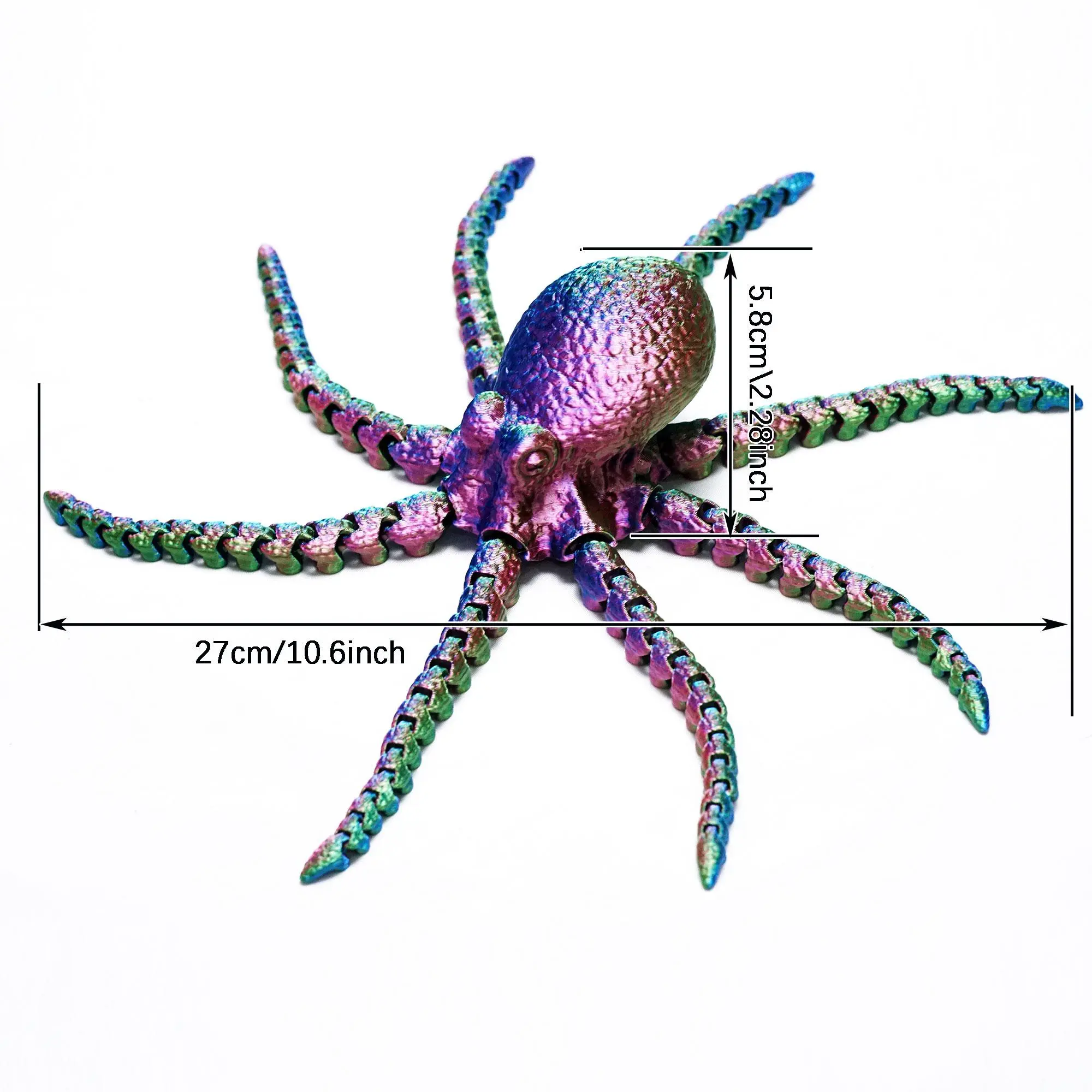 Vibrant 3D Printed Articulated Octopus Figurine, Flexible Joint Animal Decorations Figurines, Home & Office Desk Ornament, Holiday Surprise Gift - Zhangyu-Rgb, Collectible Figurines