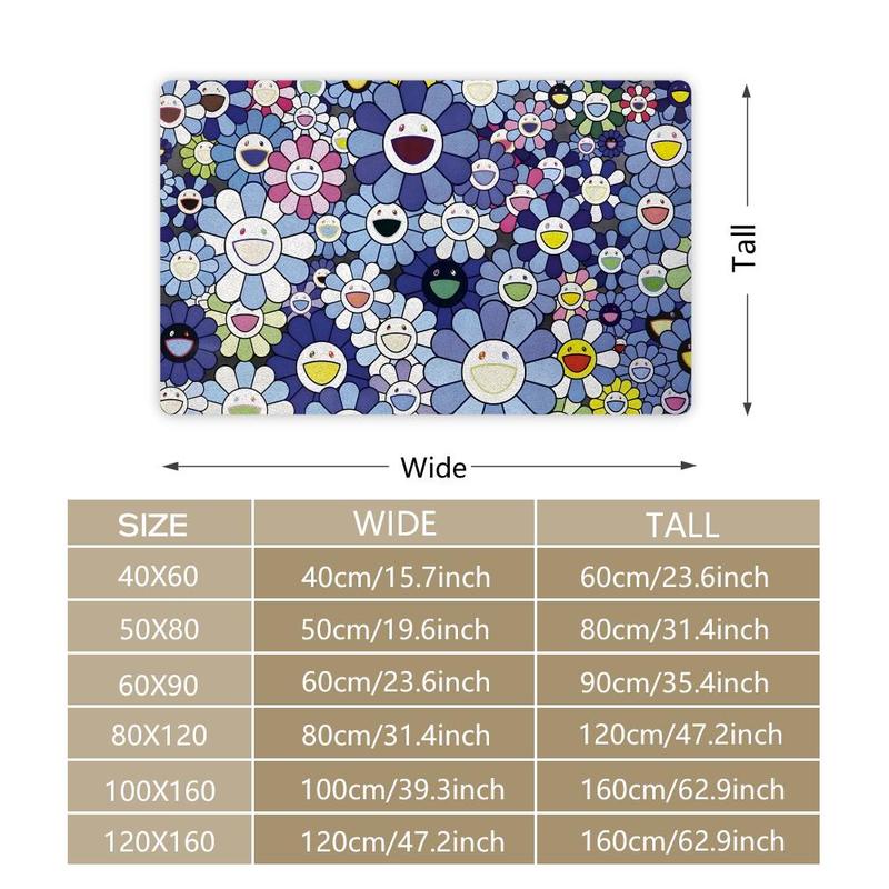 Classic Artwork T-Takashi Cool M-Murakami Floor Mat Flannel Rugs Soft Warmth Floor Mat Thickened Non-Slip for Room Home Decor Door Mat Strong Water Absorption Upgraded Anti-Slip Backing Easy to Clean