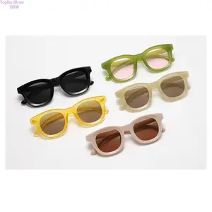 New sunglasses women's round face small face personality retro Hong Kong style sunglasses men's dopamine color plain glasses women