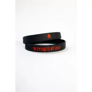 Bloodline Band - Bold Design with Dark Finish 100% Non-Allergenic Silicone Strength of One Iconic Helmet Logo Fade-Resistant Red Ink Sweat-Proof Tear-Resistant Wristband