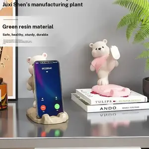 Cute Bear Phone Stand Desktop Decor, Office Desk Stress Relief, Lazy Person's Essential, Adorable Small Bear Mobile Holder