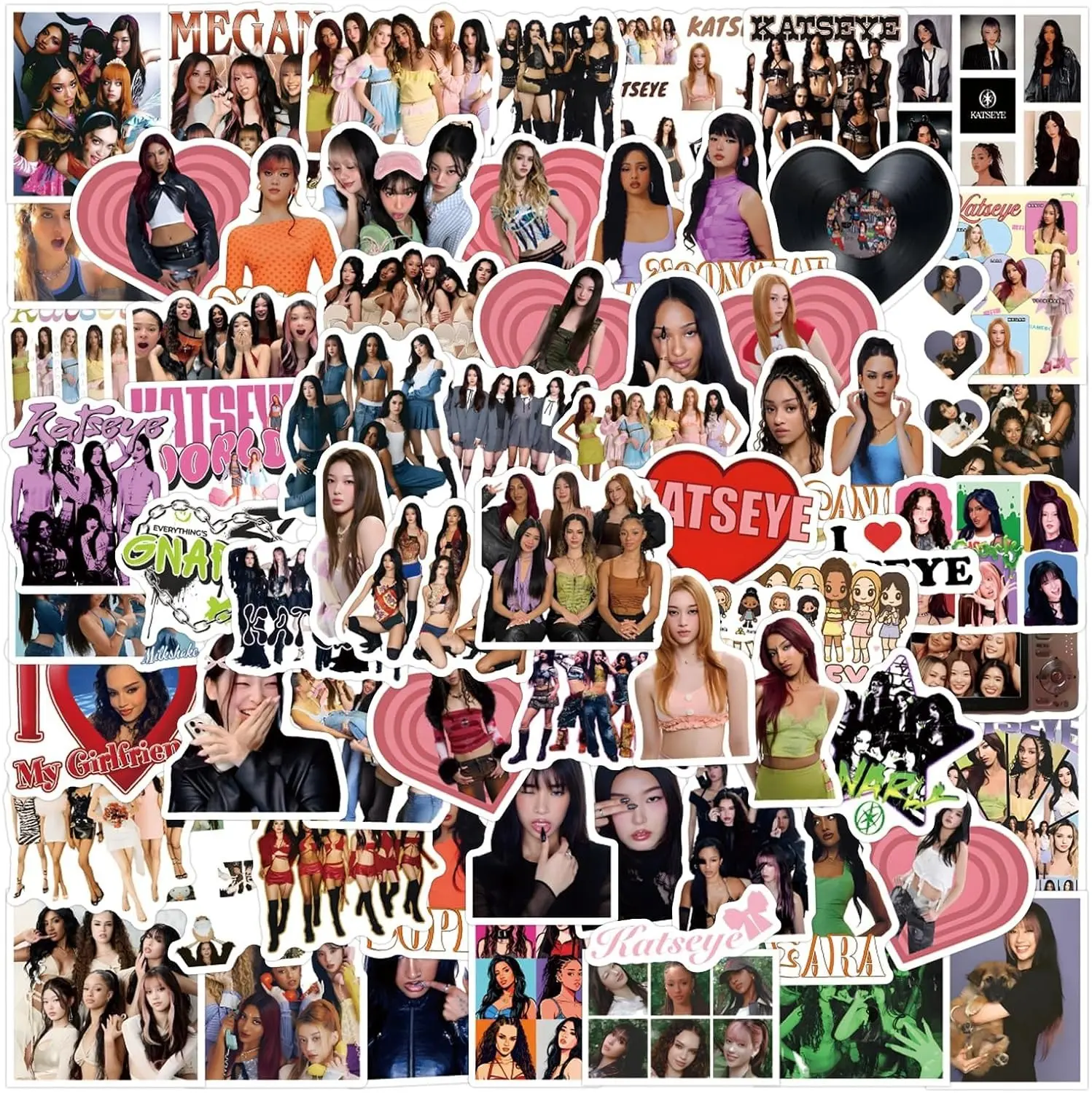 120Pcs Katseye Stickers, Waterproof Vinyl Stickers for Laptop, Water Bottle, Scrapbooking, Notebook, Phone Case, Guitar, Cute Katseye Aesthetic Decals for Teens & Fans