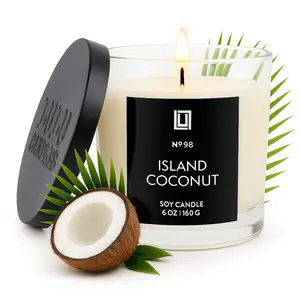 Island Coconut | Luxury Scented Candle | 6 Oz. with Black Lid