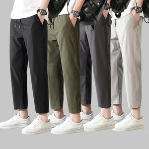 Men's 4 Pack Quick Dry Cropped , Elastic Waist Drawstring Straight Leg Trousers, Lightweight Breathable  Ankle  for , Summer Work Outdoor , Plus Size Mens Loose Fit