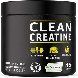 Clean Creatine Monohydrate Powder - 5G Per Serving, Creapure Supplement - Unflavored, 45 Servings