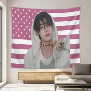 Sunghoon Fans Must-Have 3x5ft Fresh Love Sunghoon Flag Wall Hanging Tapestry, Usa Design Sunghoon Merch for Bedroom Decoration, Casual Knit Style