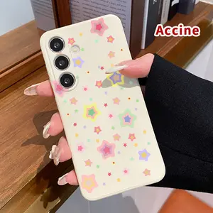Straight Edge Phone Case Compatible with Samsung Galaxy S26 S23 Ultra S24 Plus S25 S22 Edge Pastel Star Magic Pattern Pocket-Friendly Shockproof Silicone Protective SoftCase
