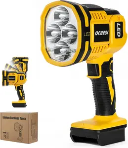 【No Batteries】Cordless LED work light compatible with DeWalt 20V MAX Battery, 1500LM Handheld Spotlight with 550 Yard Distance, Flashing mode and Pivoting Head for Workshop, Camping, Jobsites (Battery Not Included)