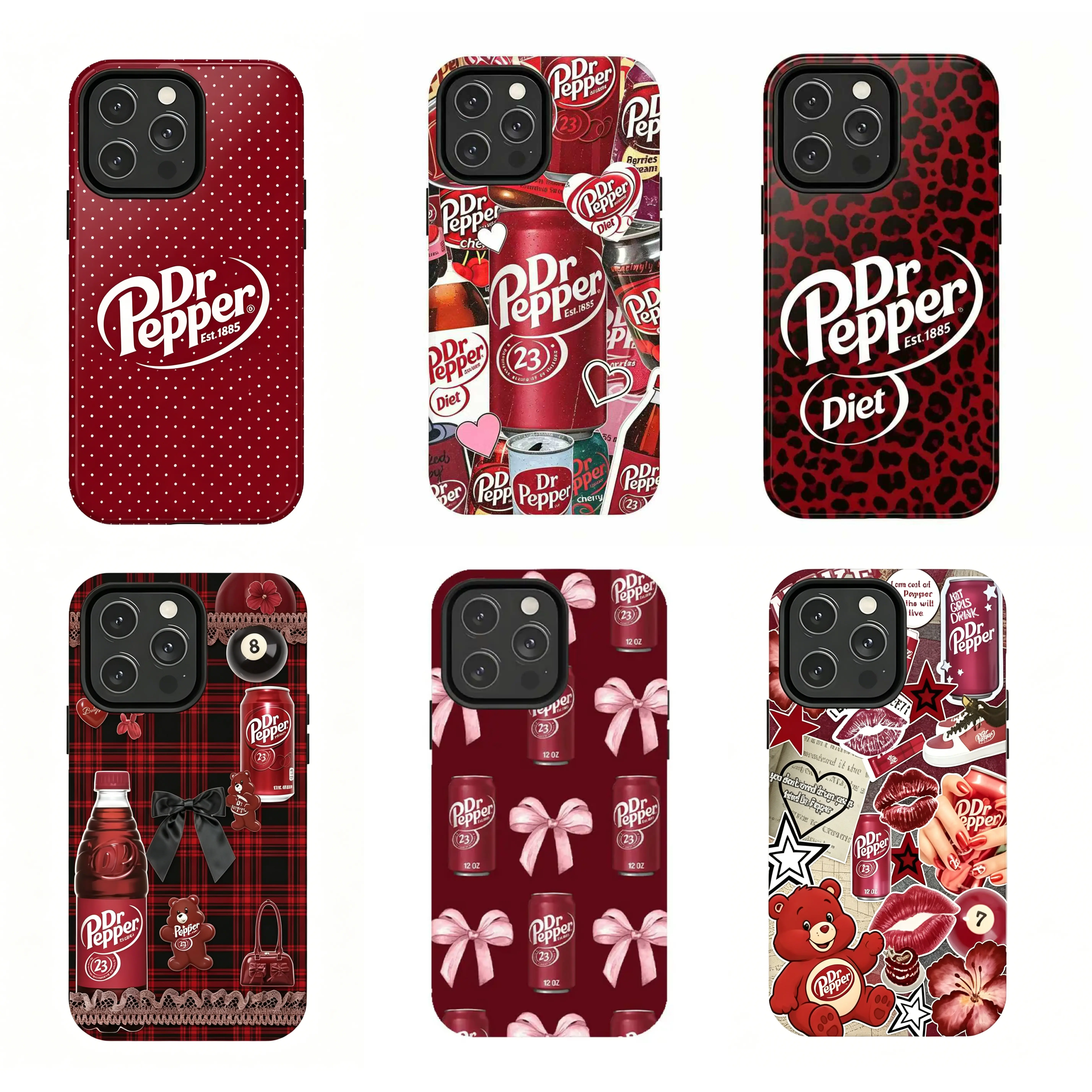 Dr Pepper Lover's iPhone Case - Festive Bow DesignCreative Transparent TPU  .Compatible with iPhone 17/16/15/14/13/12/11 Pro Max/Plus & Samsung Galaxy  S25 Ultra S24 S23 S22 S21 Plus Cover Smartphone - TikTok Shop