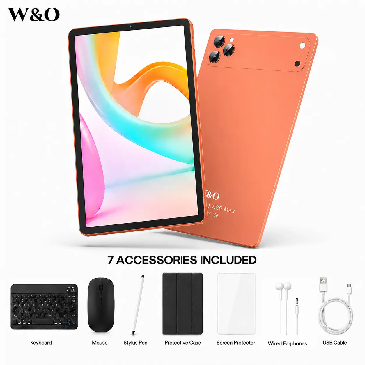 2026 New 11" Android 15 Tablet, Large HD Screen, 12GB RAM+256GB Expandable Storage, 10000mAh Long-Lasting Battery, 5G WiFi, Dual Camera, Tablet Bundle with Keyboard, Mouse, Stylus&Case, Portable Device for Work, Back to School, Valentine’s Day Gift