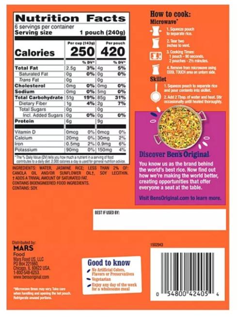 Ben's Original Ready Jasmine Rice (8.5 oz., 6 pk.) Food Grain Instant