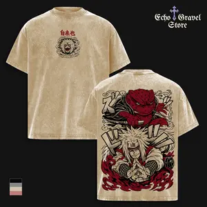 Jiraiya Legendary Sannin Shirt, Naruto Shippuden Vintage Washed Oversized Anime Graphic Tee, Sage Mode Ninja Manga Artwork, Double Printed Heavy Cotton Streetwear Gym T-Shirt, Unisex Fan Gift Shirt Outfit