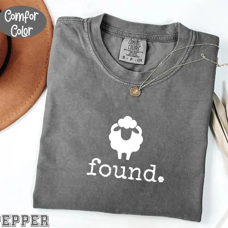 Found Psalm 23 Sheep T-Shirt, Minimalist Christian Lamb Graphic Tee, Faith Based Scripture Shirt, Religious Gift for Believers