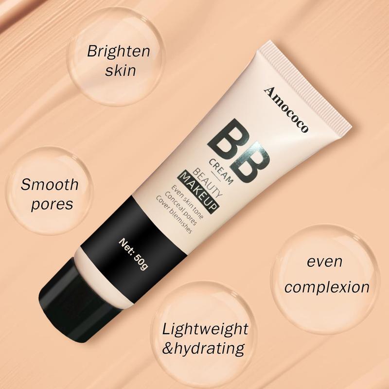Amococo Hydrate BB Cream Full-Coverage Foundation & Concealer - 50g, Color Correcting, Moisturizing, Waterproof, Even Skin Tone Makeup Moisturizer - Cosmetic