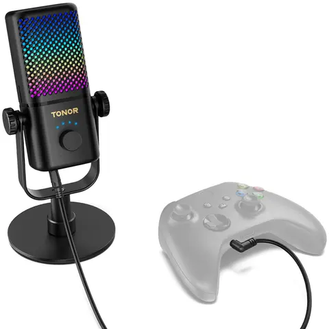 TONOR TCX3 RGB Condenser Gaming Microphone for Xbox - Durable ABS Build, 1-Tap Mute, Long-Lasting Batteries, Fast Charging, Adapter, USB Type-C Cable, Multi-Device Compatibility, Capture Card Support