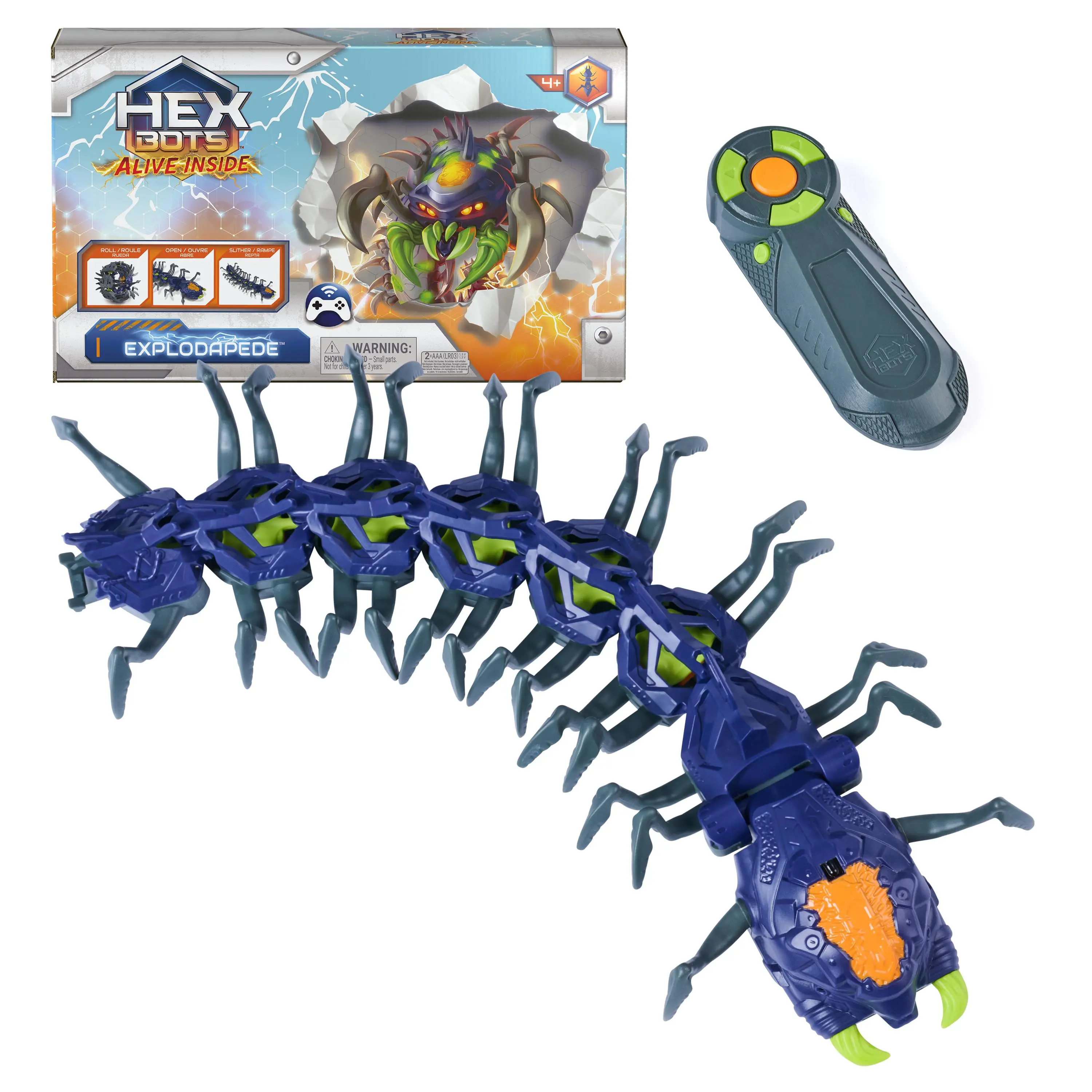 HEX BOTS Explodapede Remote Control Robot Centipede Robot Toys with Light Up Eyes, Prank Toys for Kids Ages 4+