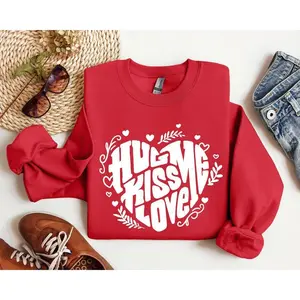 Hug Me Kiss Me Love Me Sweatshirt, Vintage Valentine's Day Sweatshirt, Crew Neck, Women's, Crewneck, Valentine's Day, Love, Heart, Cupid