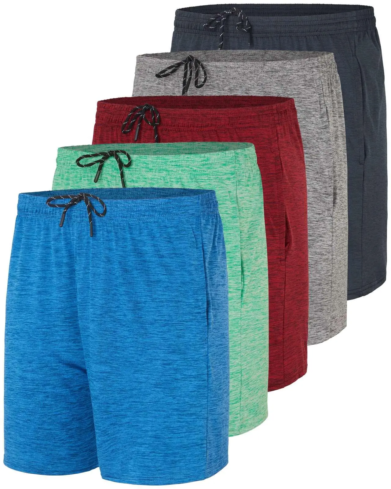 5 Pack Mens 5" Dry Fit Shorts Athletic Gym Running Workout Casual Pockets