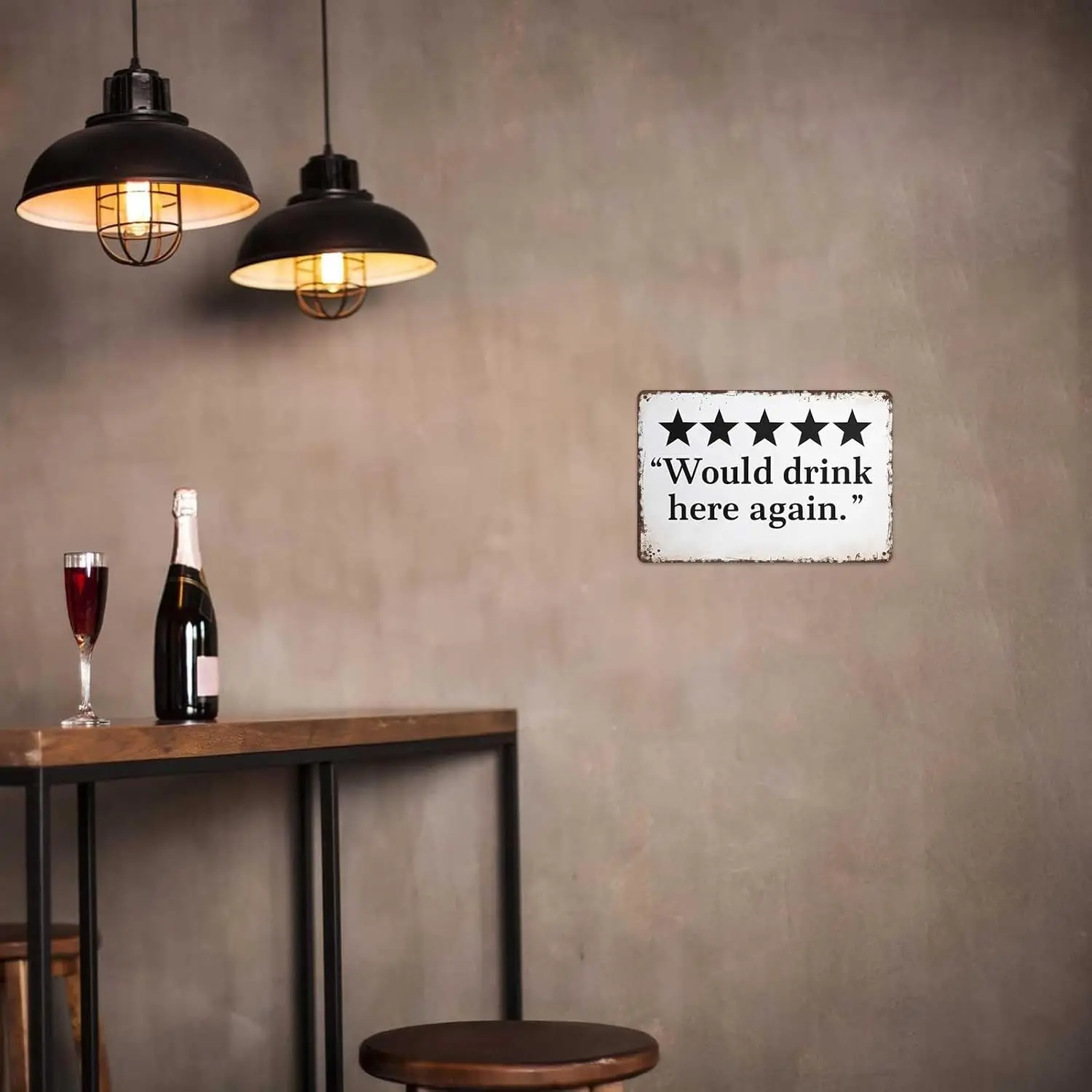 Funny 'Would Drink Here Again' Metal Bar Sign, Vintage Retro Man Cave ...