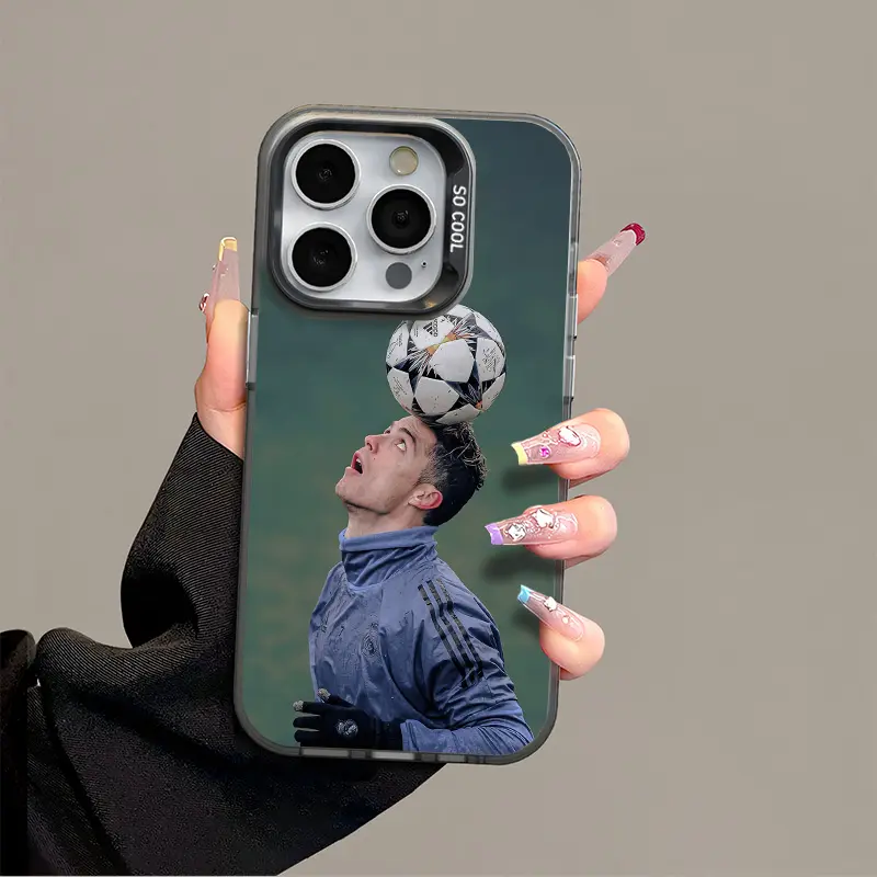 IPhone 16 17 Promax Ronaldo Phone Case Anti Drop Protective Case Suitable for iphone 15 14 13 12 11 XS Plus Acrylic Phone Case football