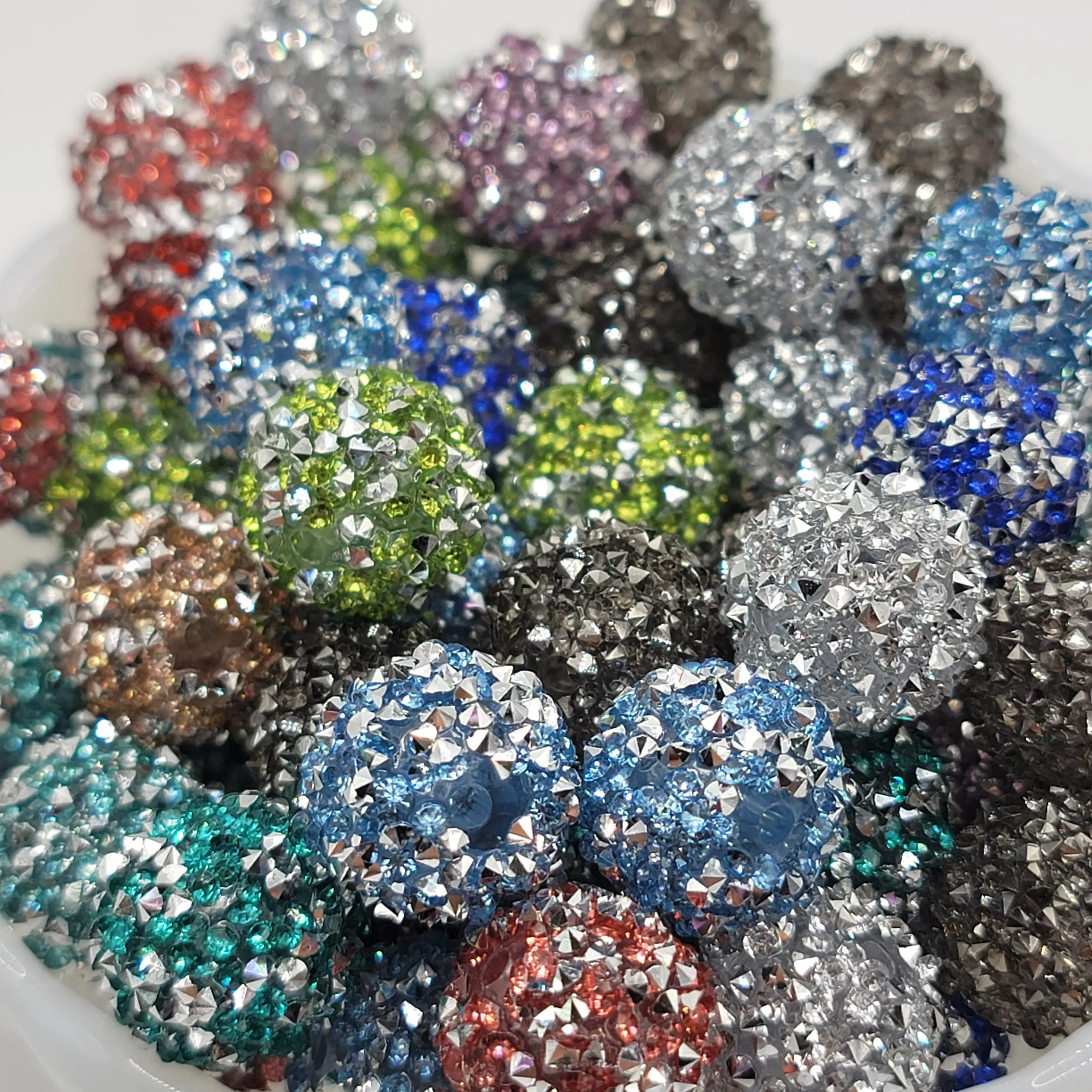 16mm Rhinestone Decorated Beads Set, 10pc Mixed-Color Sparkle Assortment, Jewelry DIY Beads Making Supplies, Craft Embellishments for DIY Accessories