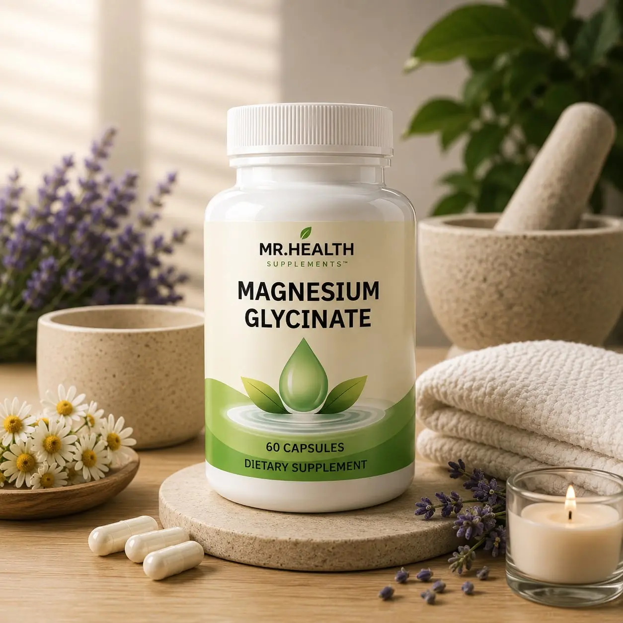 Magnesium Glycinate | 250 mg Elemental Magnesium | High Absorption | 60 Capsules