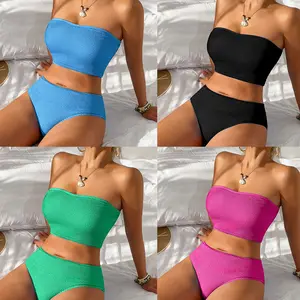 Women's two-piece swimsuit 2026 new model, strapless, high-end hot spring swimwear, European and American style, durable bikini