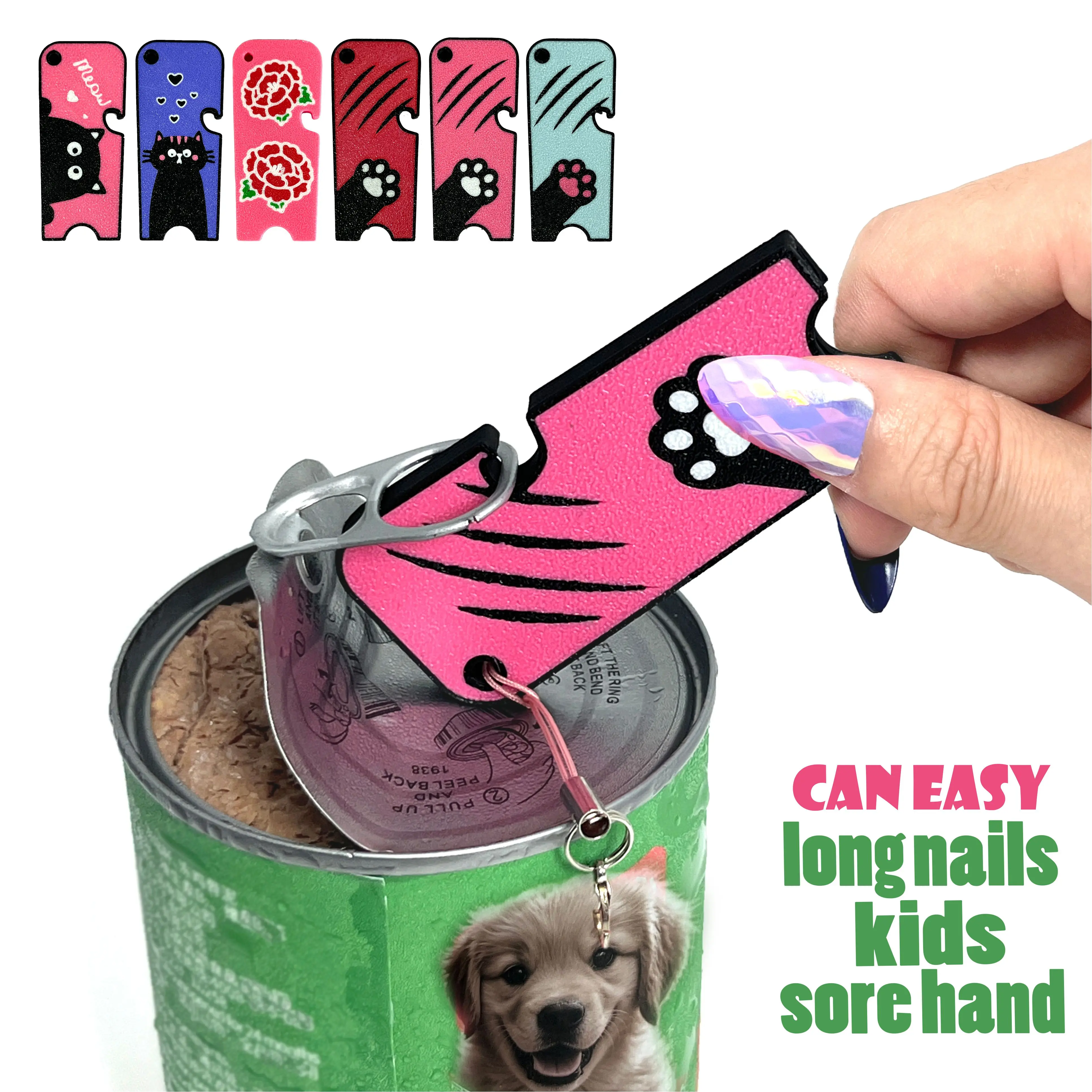 Cartoon Cat Soda Can Tab Opener - Red, Cute Food-Themed Kitchen Gadget, Kitchen Utensil for Long Nails & Sore Hands, Detachable, Portable Convenience, Holiday Gift, Beach Kitchenware, Kitchen Gadgets