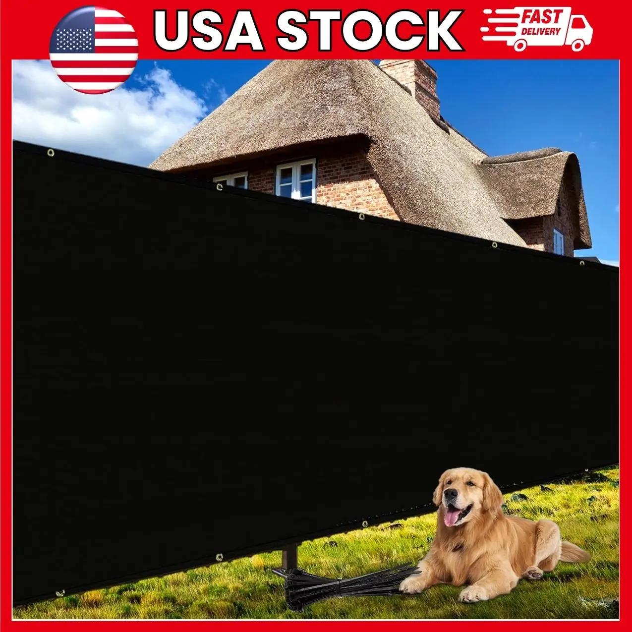 4 ft x 50 ft Fence Privacy Screen, 170 GSM HDPE Shade Net with Rust Resistant Grommets, 90% Privacy Mesh for Backyard, Garden, Patio, Balcony and Pool Areas, Black | fence privacy screen,privacy fence screen,4 ft x 50 ft privacy screen,fence shade