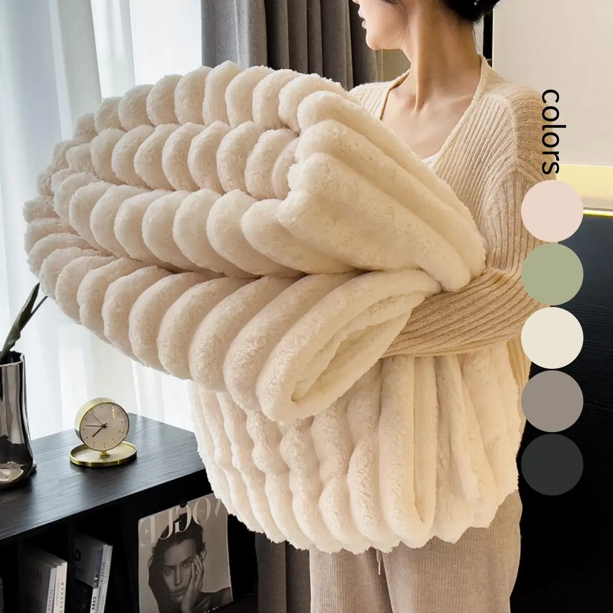 Solid Color Blanket, 1/2 Counts Soft Comfortable Throw Blanket, Warm Blanket for Bed, Sofa, Bedroom, Living Room, Dormitory, and Travel