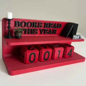 Dark Romance Books Read Counter - Book Tracker - Unique Home Decor - Perfect for Book Nook, Reading Corner, Desk or Bookshelf - 2 Mini Accessories & 4 Dice - Gothic Deep Red & Black Tones
