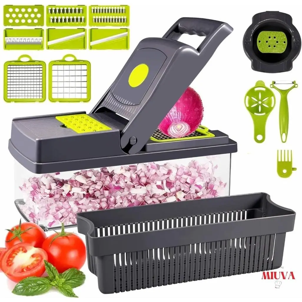 14-in-1 Vegetable Chopper,Vegetable Chopper,Adjustable Vegetable Slicer - Kitchen Gift Gadget Slicer,Onion Plastic Chopper,Professional Food Chopper Thanksgiving tableware Value Pack Valentine's Day gift Set Stock Up Utensils Blade