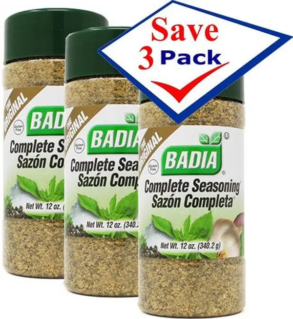 BADIA Complete Natural Aromatic Salt & Seasoning Set - 3-Pack (12 oz Each) Cuban Blend, Rich Vegetable Flavor All-Purpose Grilling Seasoning