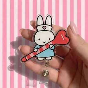 Kawaii Bunny Nurse Badge Reel | Acrylic Medical ID Holder