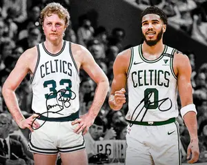 Larry Bird Jayson Tatum Boston Celtics gesigneerde foto met handtekening print poster Wall Art Home Decor