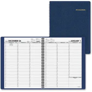 At A Glance  Weekly Appointment Book, Leather - Navy