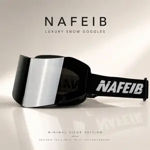 NAFEIB Mirrored Snow Goggles, Luxury Wide Vision Ski Goggles for Winter Sports, Wind & Snow Protection, Comfortable Foam Fit Outdoor Snow Eyewear